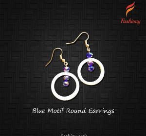 Blue Motif Round Earrings