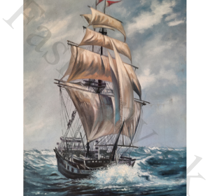 Ship in Storm Painting